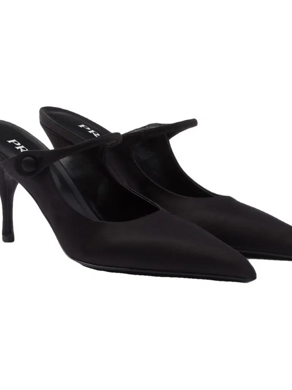 NEW in box Prada Black Satin Pointed-Toe Slingback Heels